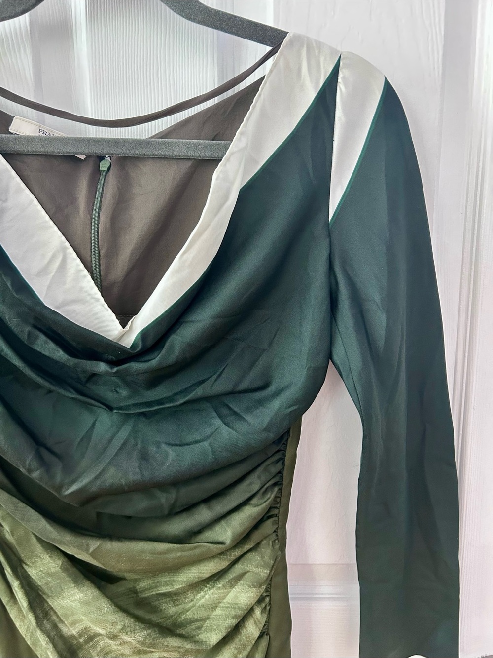 PRADA Dark Green Ombré Midi Dress | 100% Silk | NWOT | Abstract | Asymmetrical - Picture 3 of 10